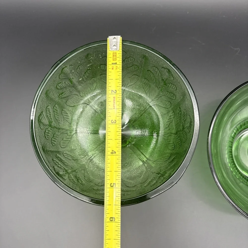 Vintage Mid Century Green Glass Bowl Set - Federal & Anchor Hocking